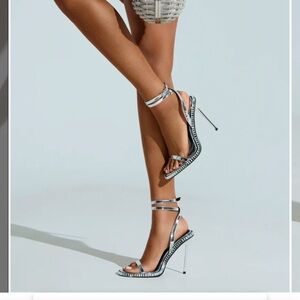 Azalea Wang Brik Mirror Strappy Heels size 10